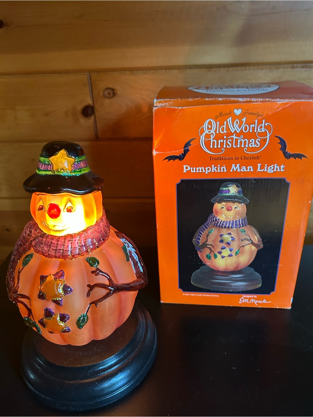 Vintage Old World Christmas Pumpkin 🎃 Man Light - Orange